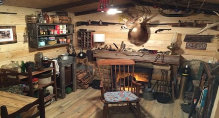 Rustic man cave shed idea